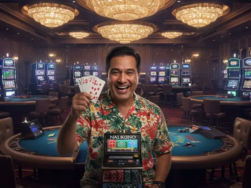 Online Sabong: Happy man celebrating a poker win