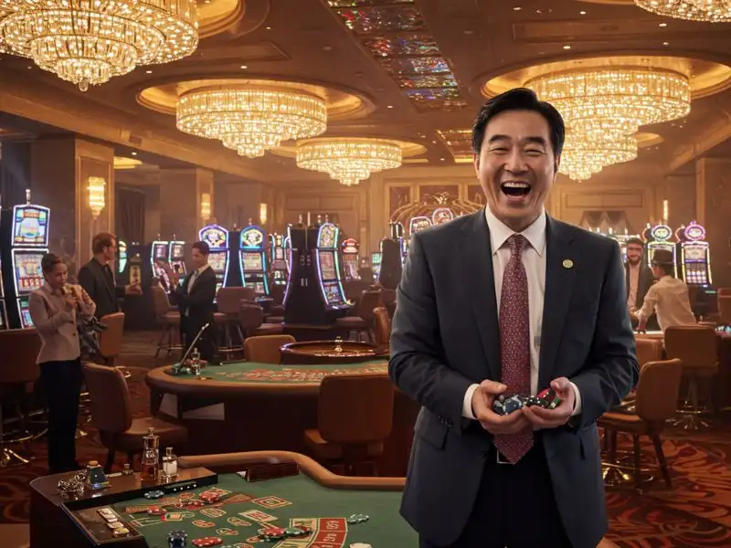 Online TMTPlay Casino: Happy man celebrating a poker win