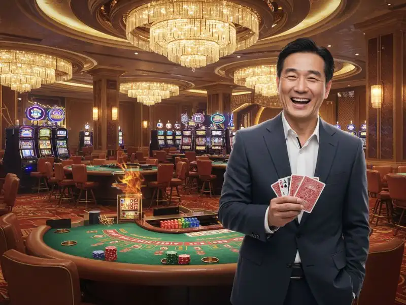 Happy man winning poker on Sabong Philippines