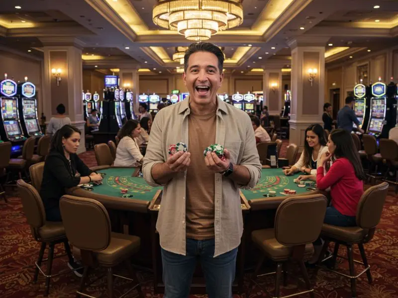 Happy man celebrating a big win in online roulette on Sabong Philippines