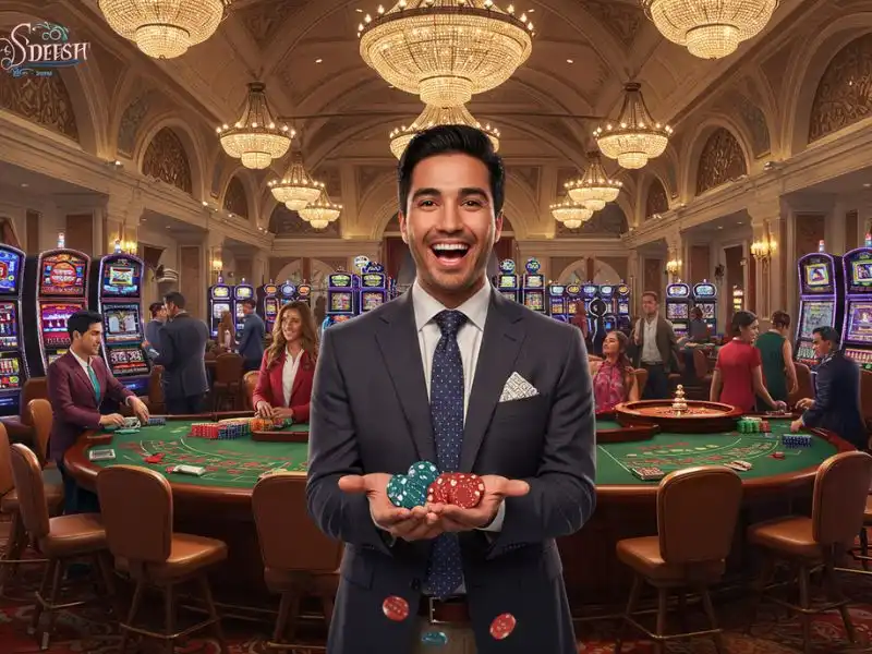 Happy man celebrating a big poker win on Sabong Philippines