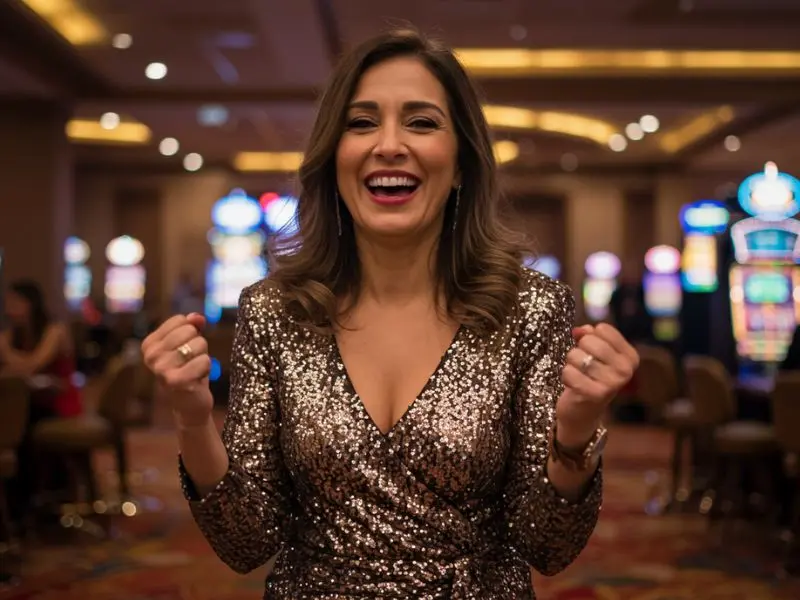 Filipino woman celebrating a casino win after using a scatter free bonus