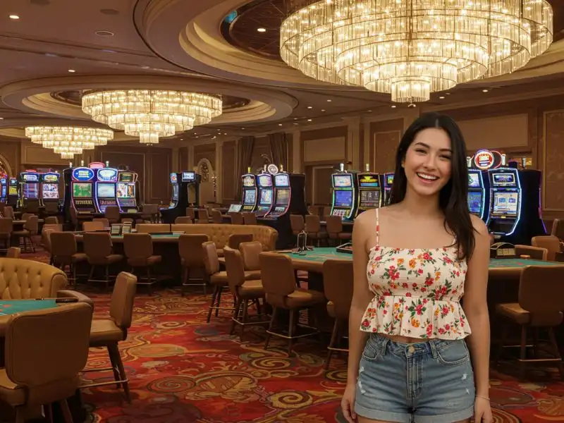 Happy woman enjoying her game session at Slot 777 Online