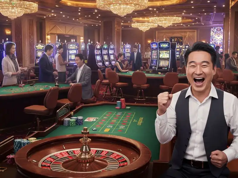 Spin PH Login: Happy man celebrating a big win at the roulette table