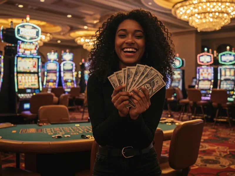 VIP PH Club: Happy woman celebrating a poker win online