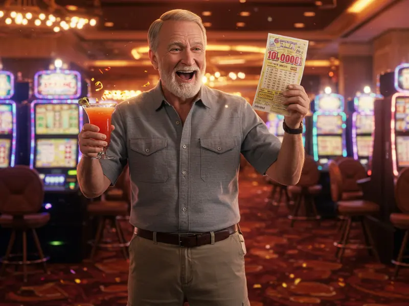 Happy man celebrating lottery win on TMTcash App