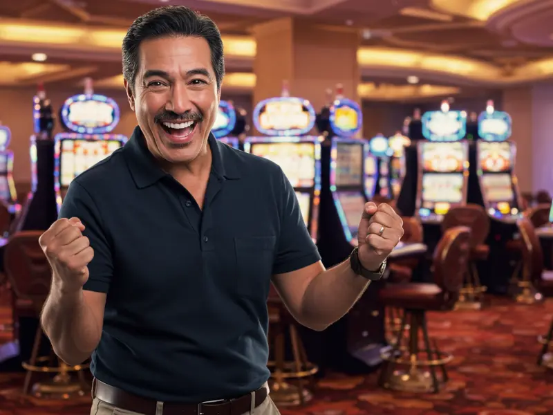 Happy man winning slots on TMTcash App