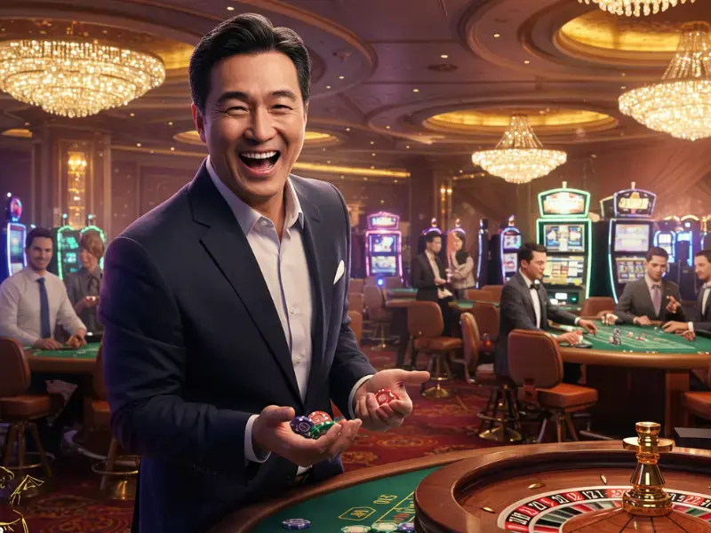 Happy man enjoying online poker at TMTcash Casino