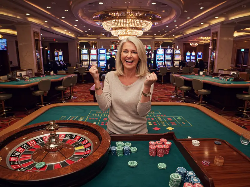 Smiling woman enjoying TMTcash Casino gaming