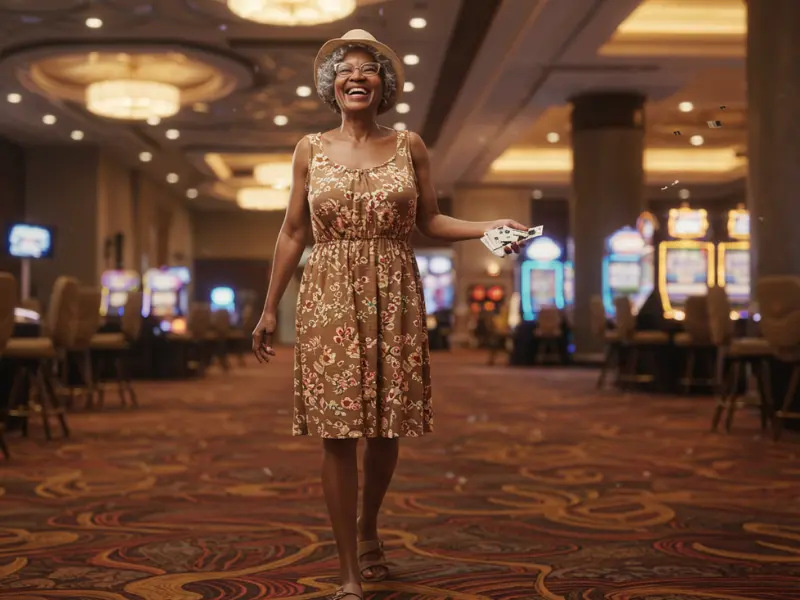 Happy woman holding casino chips at TMTcash Review