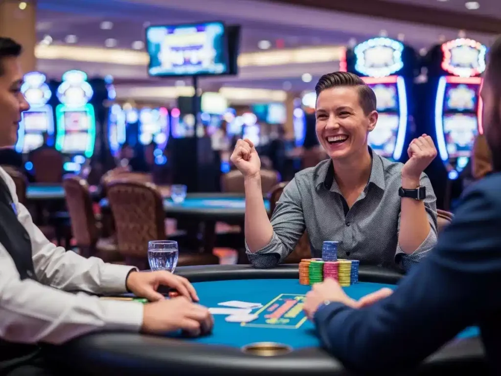 apex gaming pc -Happy person playing slot machines at online casino