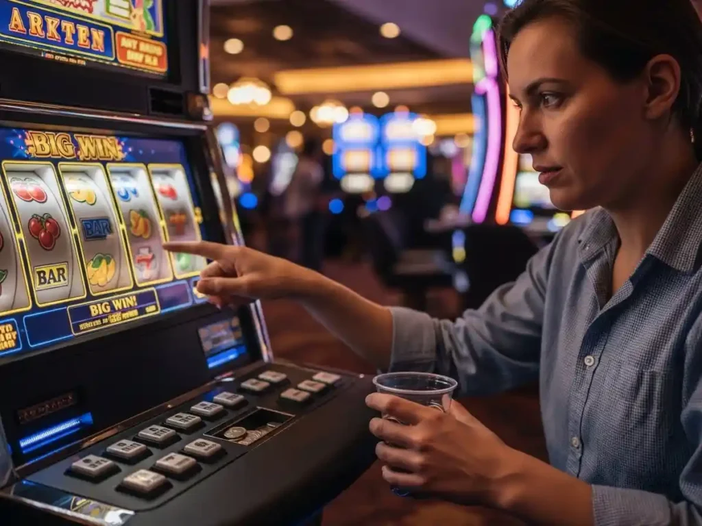 Focused player engaged with casino slots on Bingo Plus