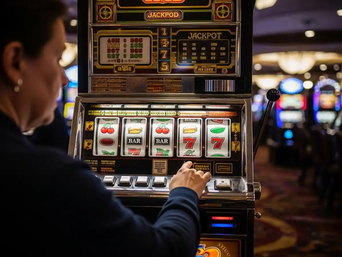 Person playing classic casino slot machine