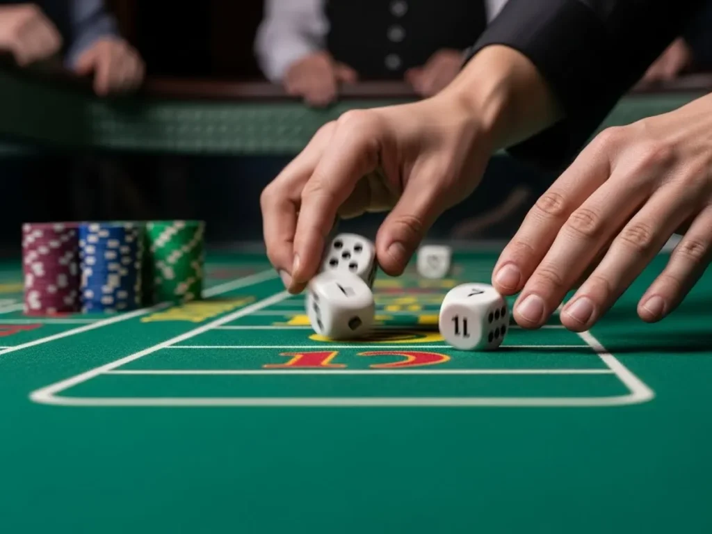 Focused player participating in a dice game at an online casino