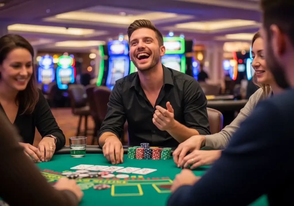 happy man playing poker - pagcor online casino