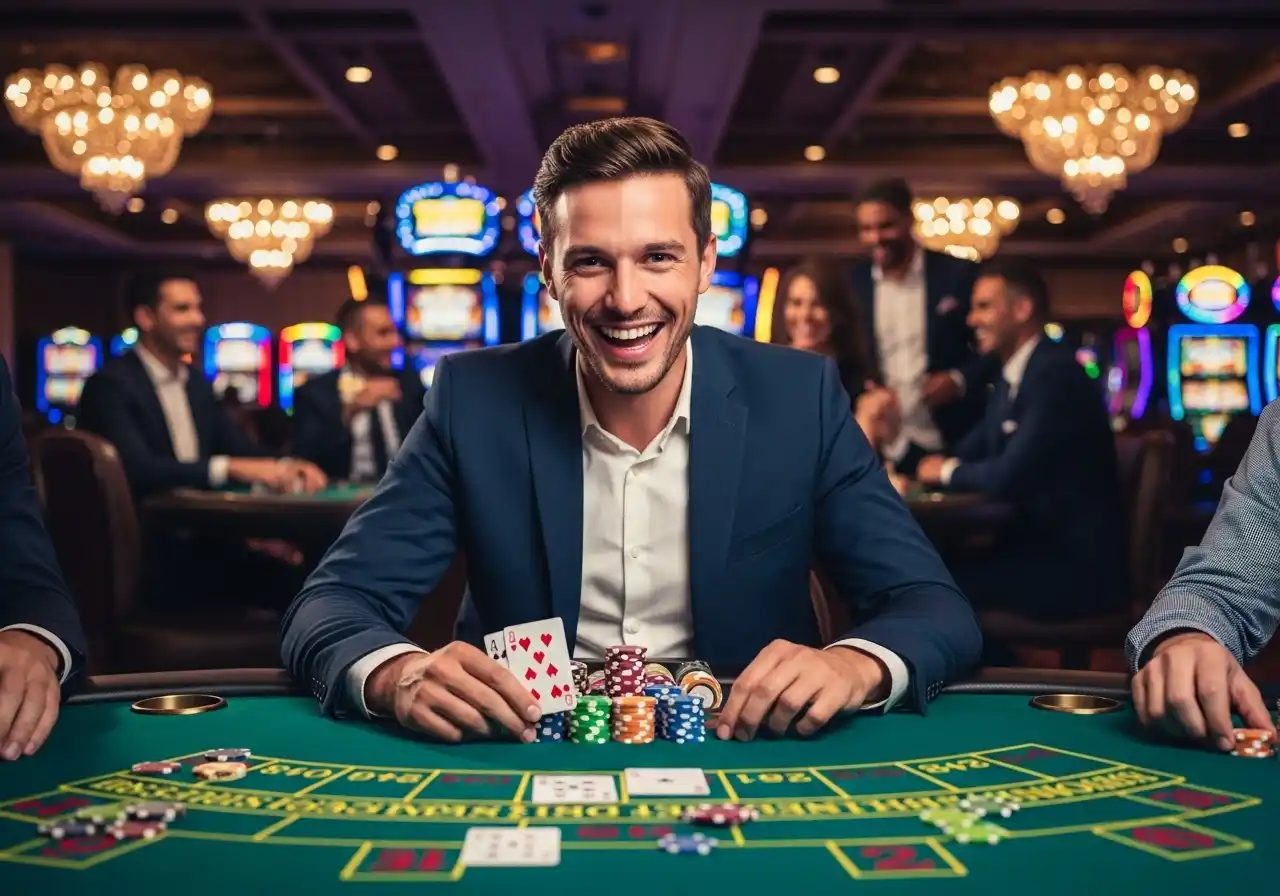 happy man playing casino - pagcor online casino