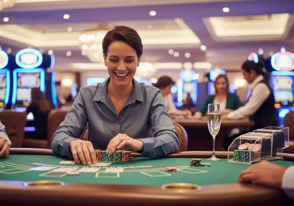 happy woman play poker - pagcor online casino free 100