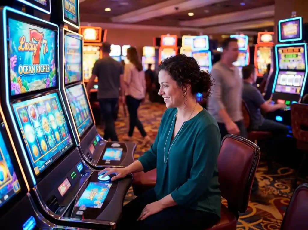 WOMAN_PLAYING_SLOT - jollibet casino free 100 no deposit bonus